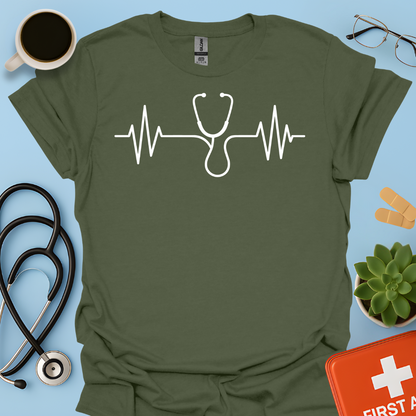 Battito Cardiaco, Linea ECG, Stetoscopio - Dottoressa Dottore Medico Maglietta