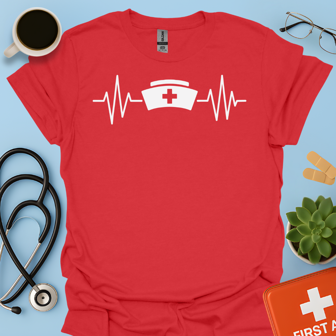 Battito Cardiaco, Linea ECG, Cappello Da Infermiera - Infermiera Maglietta