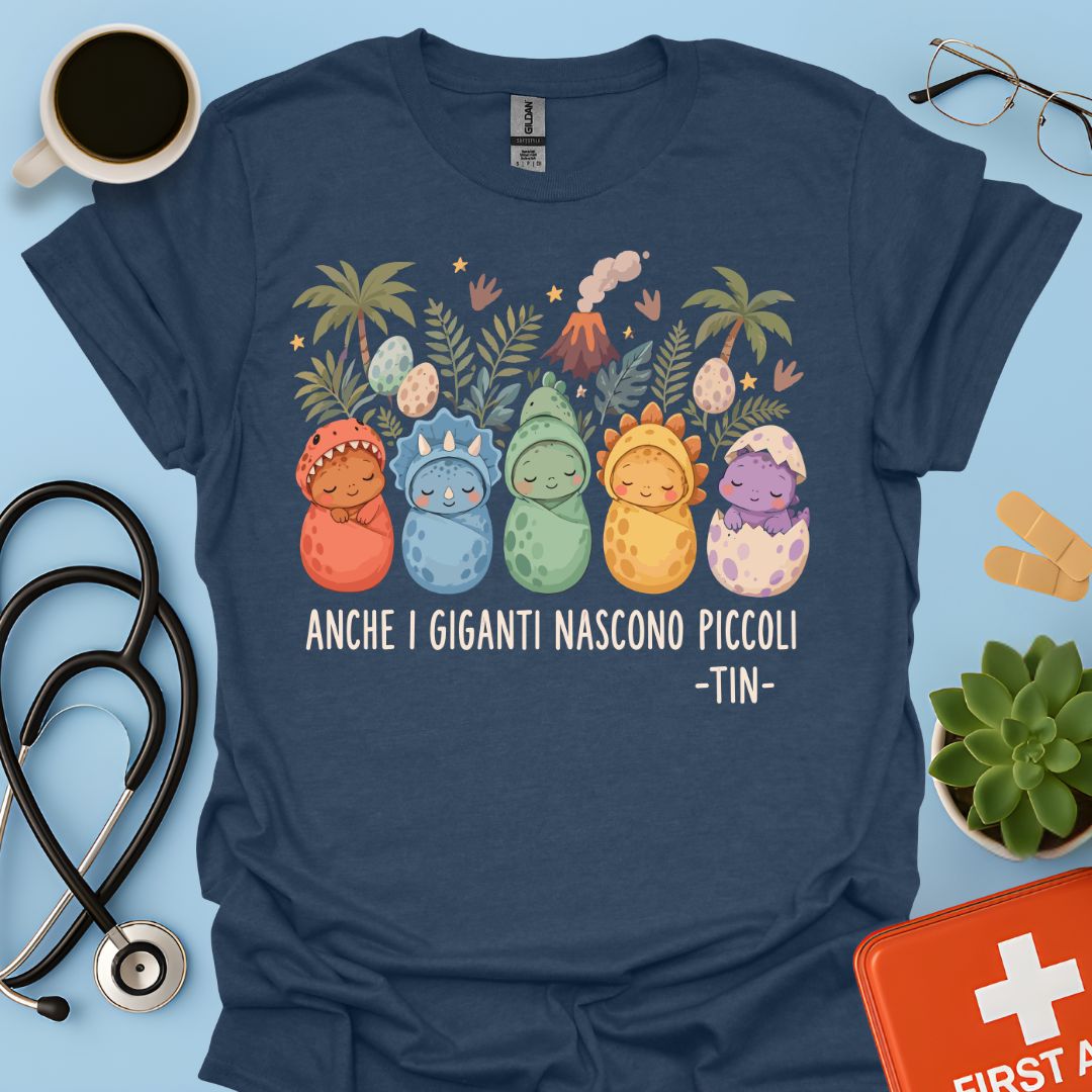 Maglietta TIN Dinosauri Neonati – Blu Navy Mélange