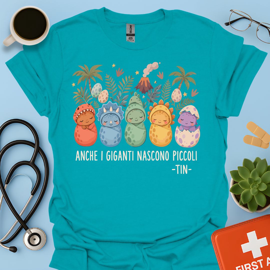 Maglietta TIN Dinosauri Neonati – Blu Tropicale