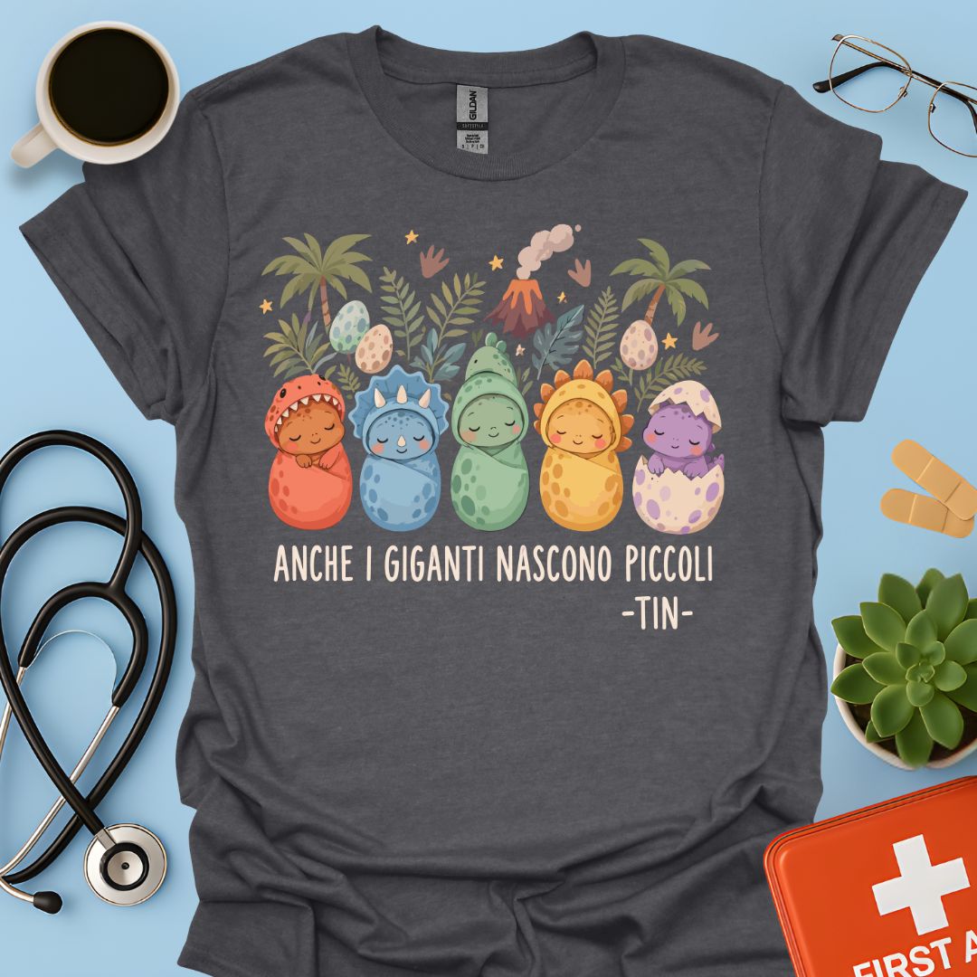 Maglietta TIN Dinosauri Neonati – Grigio Mélange Scuro