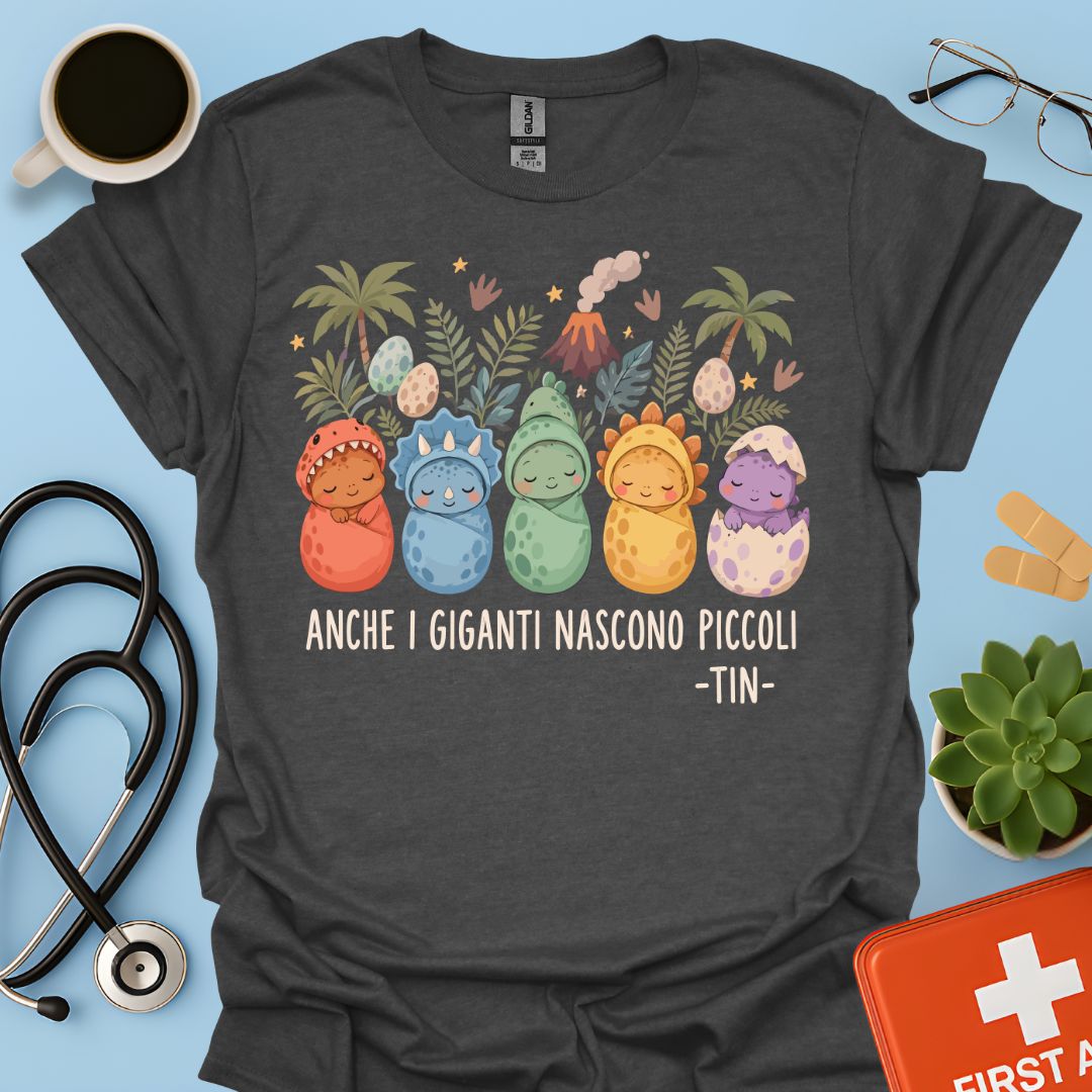 Maglietta TIN Dinosauri Neonati – Scuro Mélange