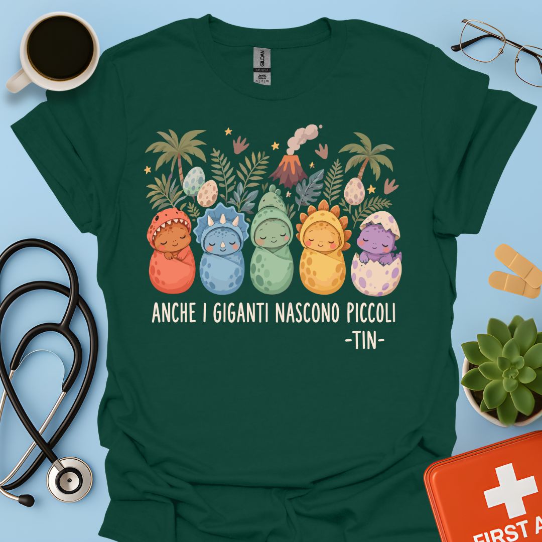 Maglietta TIN Dinosauri Neonati – Verde Bosco