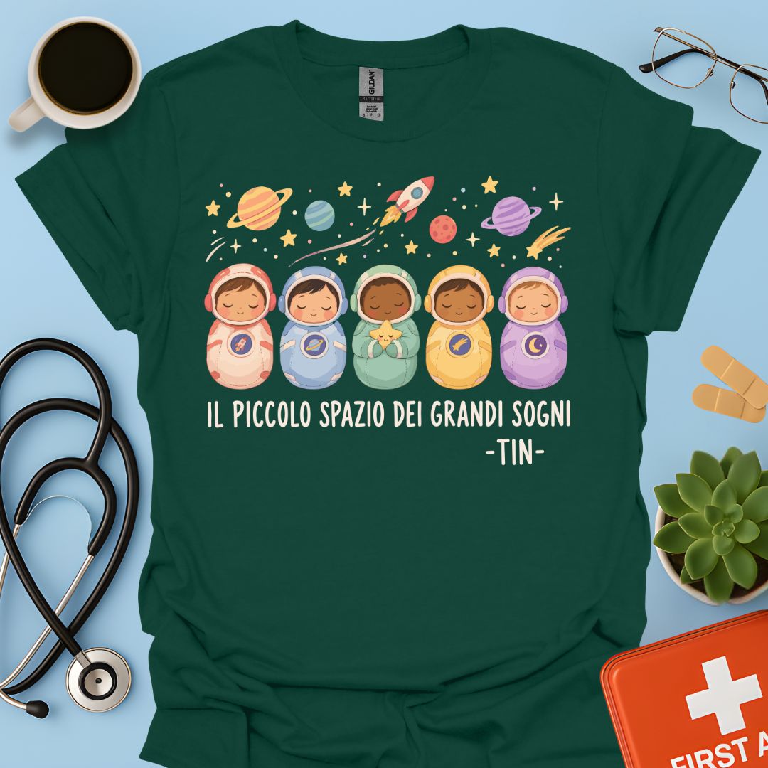 Maglietta TIN Neonati Astronauti – Verde Bosco