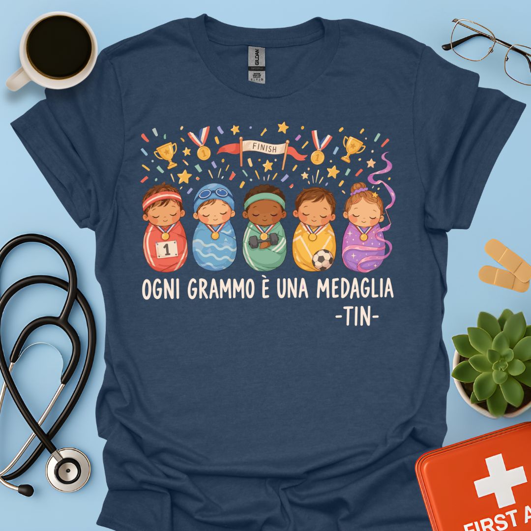 Maglietta TIN Neonati Campioni – Blu Navy Mélange