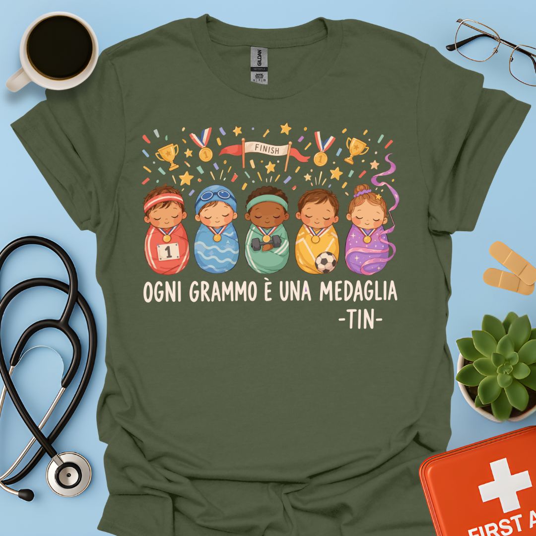 Maglietta TIN Neonati Campioni – Verde Militare